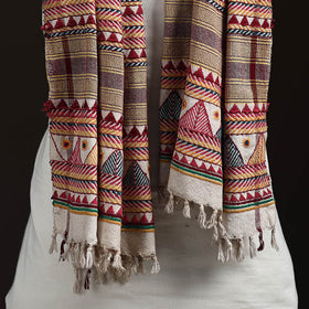 Orissa Tribal Kapadaganda Hand Embroidered Pure Handwoven Cotton Stole 28