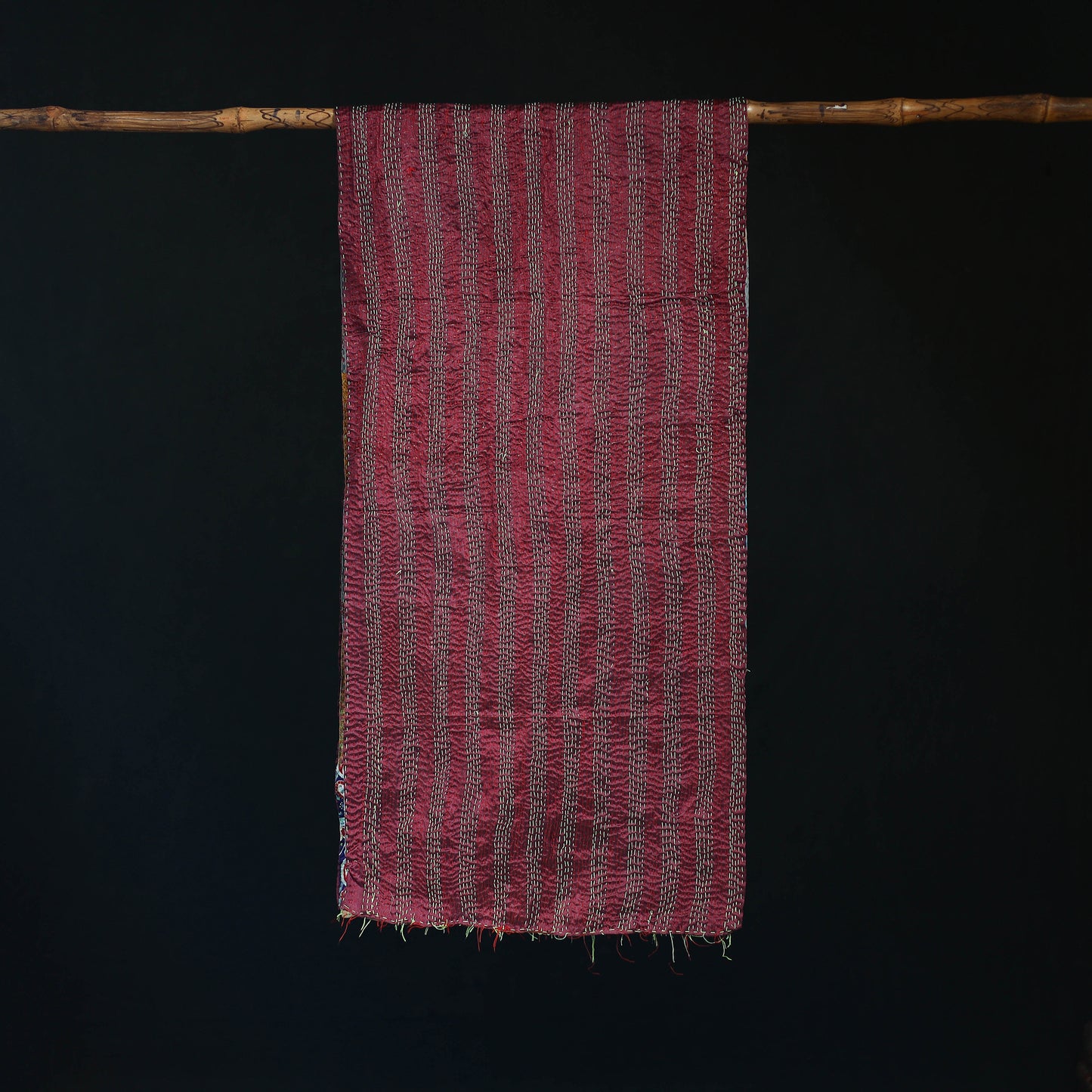 Bengal Kantha Handwork Patchwork Reversible Silk Stole 336