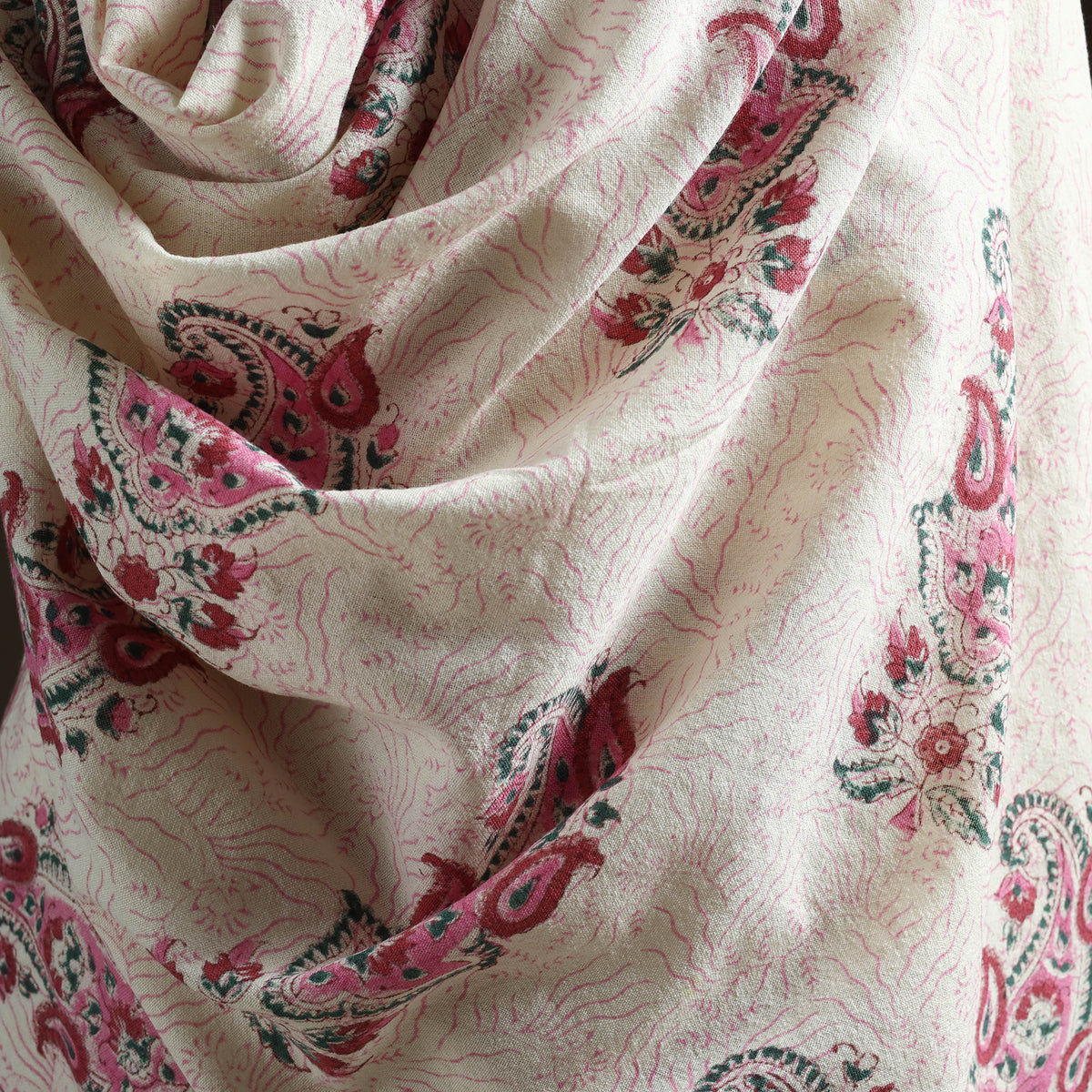 Floral Sanganeri Print Pure Merino Wool Handwoven Shawl 46