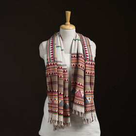 Orissa Tribal Kapadaganda Hand Embroidered Pure Handwoven Cotton Stole 28