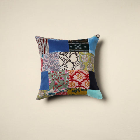 Multicolor Handcrafted Cotton Patchwork Cushion Cover