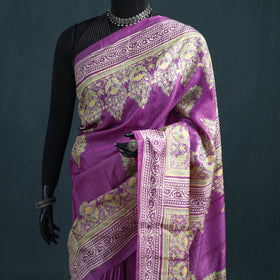 Tussar Silk Pure Handloom Saree in Bengal Hand Block Prints 02