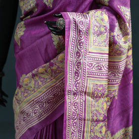 Tussar Silk Pure Handloom Saree in Bengal Hand Block Prints 02