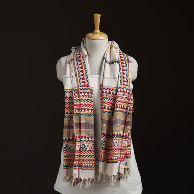 Orissa Tribal Kapadaganda Hand Embroidered Pure Handwoven Cotton Stole 30