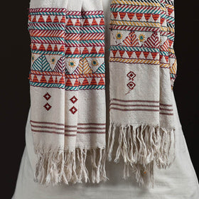 Orissa Tribal Kapadaganda Hand Embroidered Pure Handwoven Cotton Stole 31