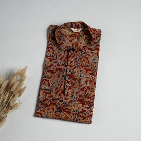 Hand Block Print Natural Dyed Cotton Short Kalamkari Kurta for Men 05