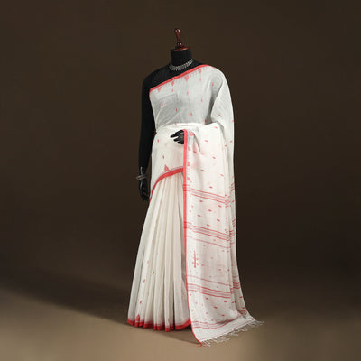 Phulia Jamdani Pure Handloom Cotton Saree with Tassels (Count 92/60) 33