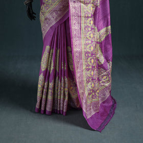 Tussar Silk Pure Handloom Saree in Bengal Hand Block Prints 02