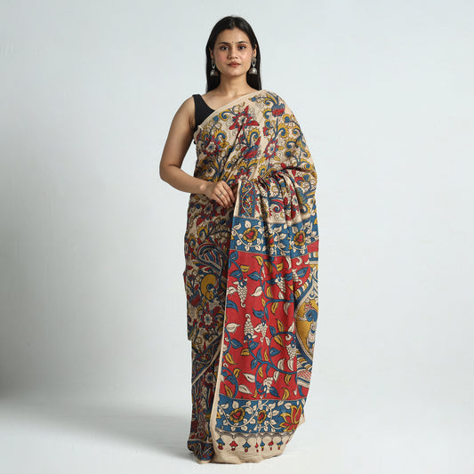 Kalamkari Printed Cotton Saree with Blouse Piece 04