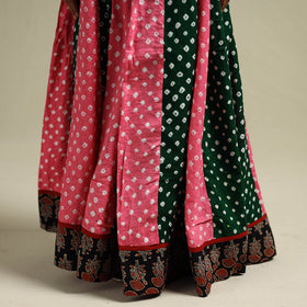 Multicolor - Bandhani Tie-Dye 24 Kali Patchwork Cotton Long Skirt 11