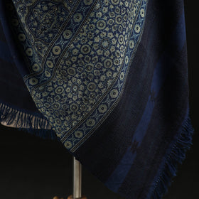 Kutch Handwoven Ajrakh Hand Block Print Merino Wool Shawl  64