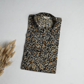 Hand Block Print Natural Dyed Cotton Short Kalamkari Kurta for Men 07