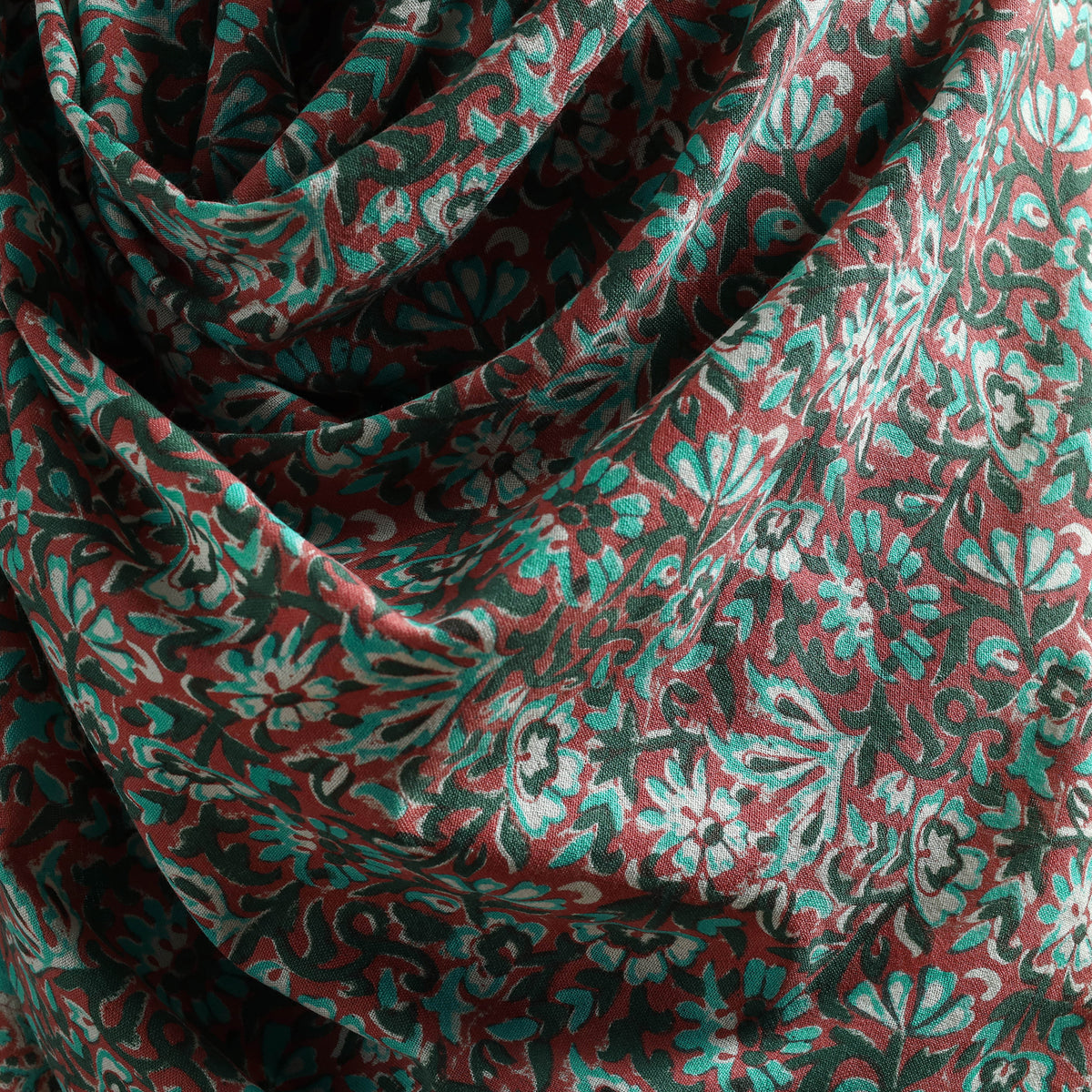 Floral Sanganeri Print Pure Merino Wool Handwoven Shawl 48