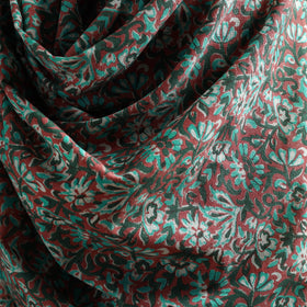 Floral Sanganeri Print Pure Merino Wool Handwoven Shawl 48
