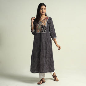 Buy Block Print Cotton Patchwork A-Line Bagh Kurta For Women