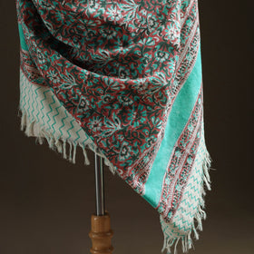 Floral Sanganeri Print Pure Merino Wool Handwoven Shawl 48