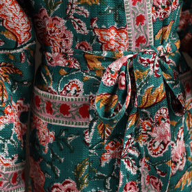Sanganeri Hand Block Print Waffle Weave Cotton Bath Robe 20