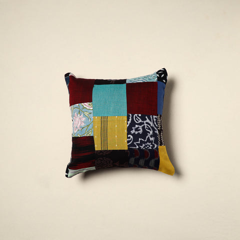 Multicolor Handcrafted Cotton Patchwork Cushion Cover