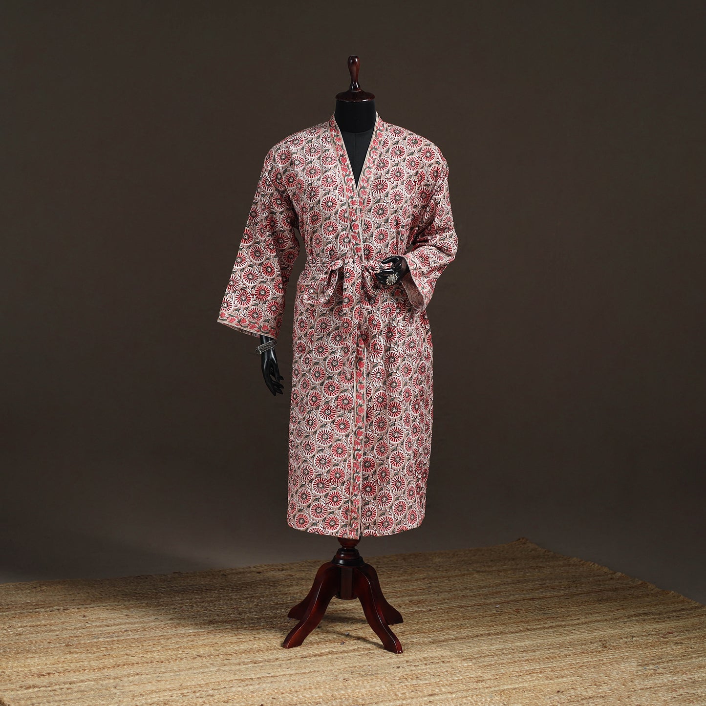 Sanganeri Hand Block Print Waffle Weave Cotton Bath Robe 21