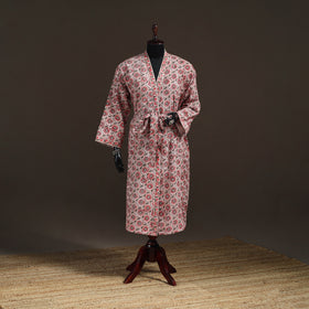 Sanganeri Hand Block Print Waffle Weave Cotton Bath Robe 21
