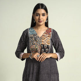 Buy Block Print Cotton Patchwork A-Line Bagh Kurta For Women