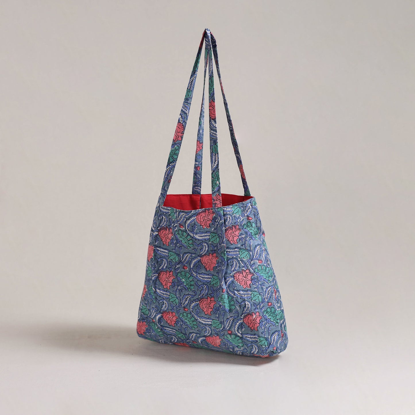 Blue - Eco-Friendly Handmade Cotton Jhola Tote Bag 10