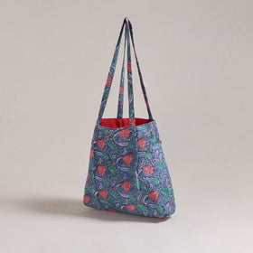 Blue - Eco-Friendly Handmade Cotton Jhola Tote Bag 10
