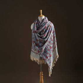 Floral Sanganeri Print Pure Merino Wool Handwoven Shawl 49