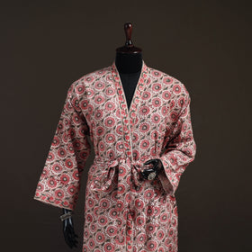 Sanganeri Hand Block Print Waffle Weave Cotton Bath Robe 21