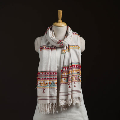 Orissa Tribal Kapadaganda Hand Embroidered Pure Handwoven Cotton Stole 36
