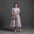 Buy Pink Tiered Cotton Block Print Sanganeri Dress
