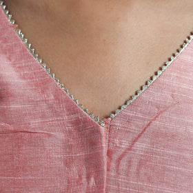 Peach - Gota Patti Slub Silk Plain Blouse 06