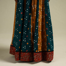Multicolor - Bandhani Tie-Dye 24 Kali Patchwork Cotton Long Skirt 12