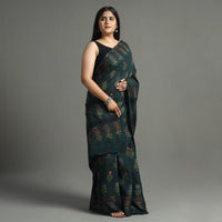 Green - Nandana Dabu Block Printed Mul Cotton Saree 15