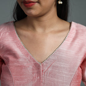 Peach - Gota Patti Slub Silk Plain Blouse 06