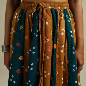 Multicolor - Bandhani Tie-Dye 24 Kali Patchwork Cotton Long Skirt 12