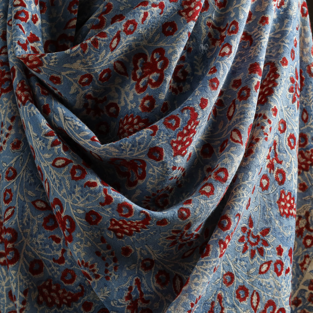 Floral Sanganeri Print Pure Merino Wool Handwoven Shawl 49