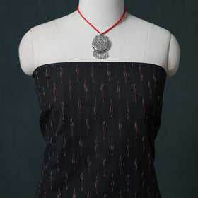 Pochampally Ikat Cotton Unstitched Dress Material: Kurta & Dupatta with Jewellery 05