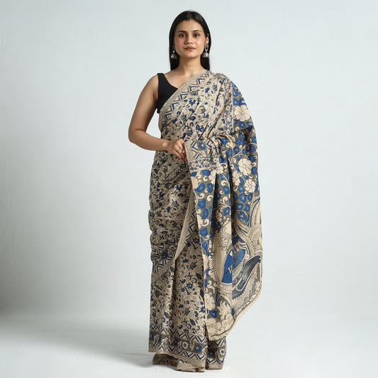 Kalamkari Printed Cotton Saree with Blouse Piece 05