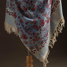 Floral Sanganeri Print Pure Merino Wool Handwoven Shawl 49