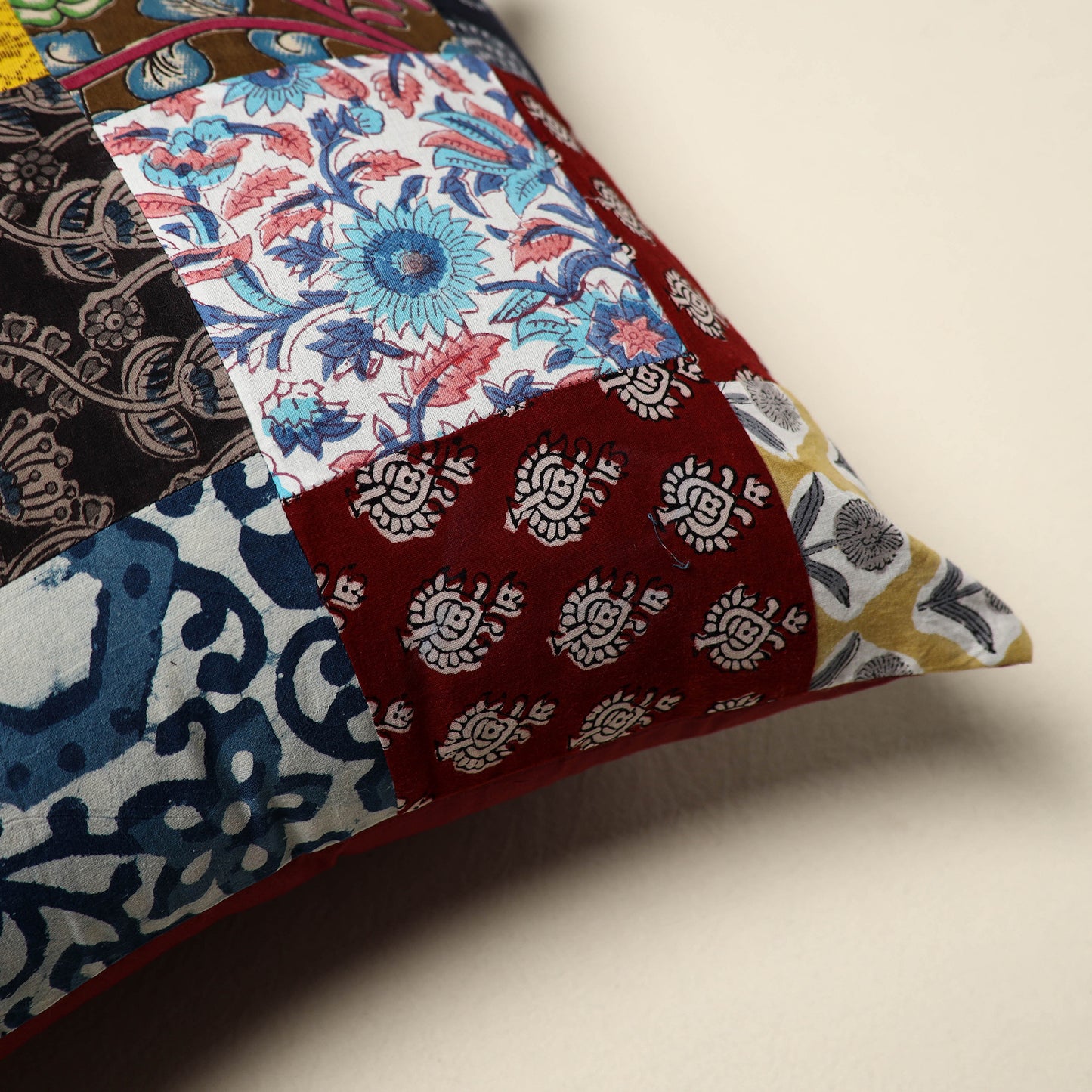 Multicolor Handcrafted Cotton Patchwork Cushion Cover