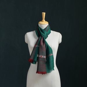 Green - Ladakh Pure Handwoven Sheep Merino Wool Scarf 14