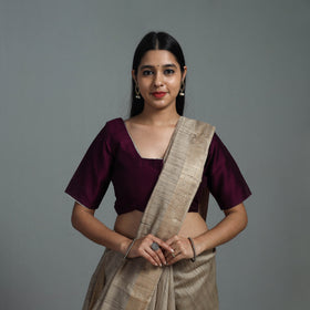 Wine Purple Gota Patti Slub Silk Plain Blouse Online