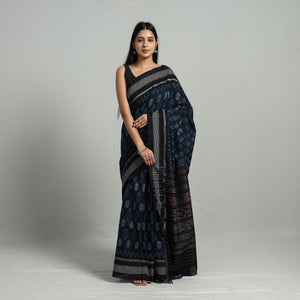 Blue - Ikat Weave Handloom Cotton Sambalpuri Saree 34