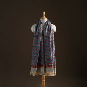 Floral Sanganeri Print Pure Merino Wool Handwoven Shawl 50