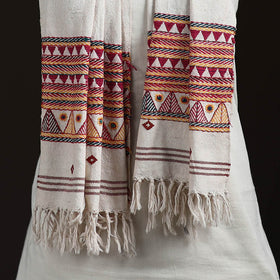 Orissa Tribal Kapadaganda Hand Embroidered Pure Handwoven Cotton Stole 38