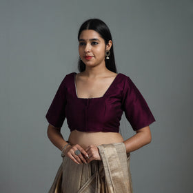 Wine Purple Gota Patti Slub Silk Plain Blouse Online