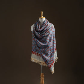Floral Sanganeri Print Pure Merino Wool Handwoven Shawl 50