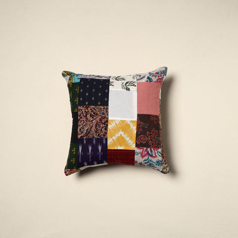 Multicolor - handcrafted cotton patchwork cushion cover 57