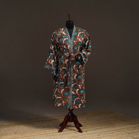 Sanganeri Hand Block Print Waffle Weave Cotton Bath Robe 22